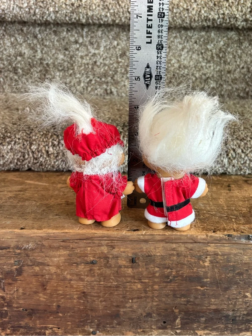 Russ Red Holiday Troll Dolls Pair with White Hair